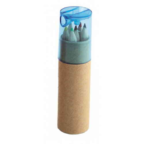 SET 6 MATITE COLORATE IN ASTUCCIO CON TEMPERAMATITE VERDE