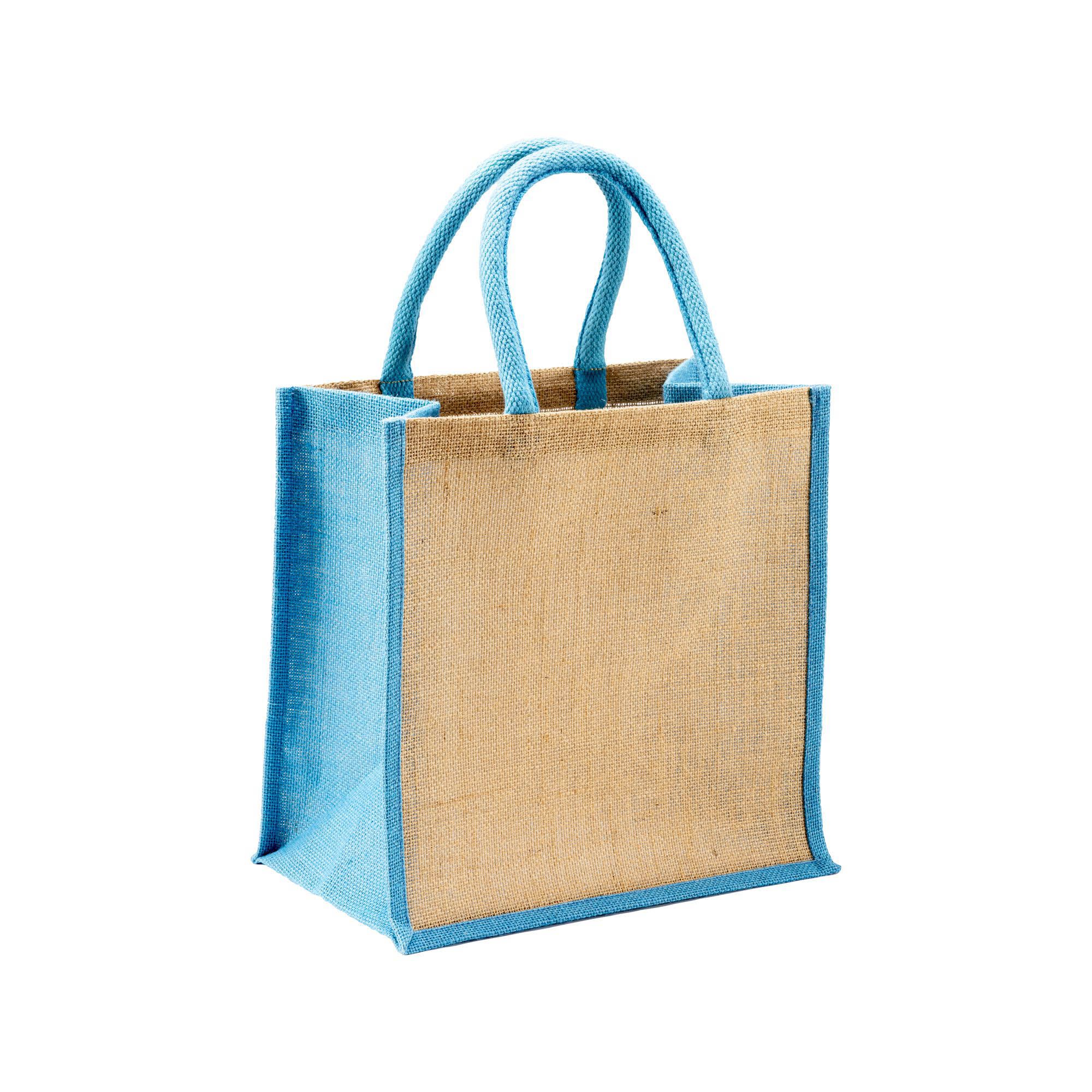 MINI BORSA IN JUTA MANICI E INSERTI COLORATI 30x30x19 VERDE