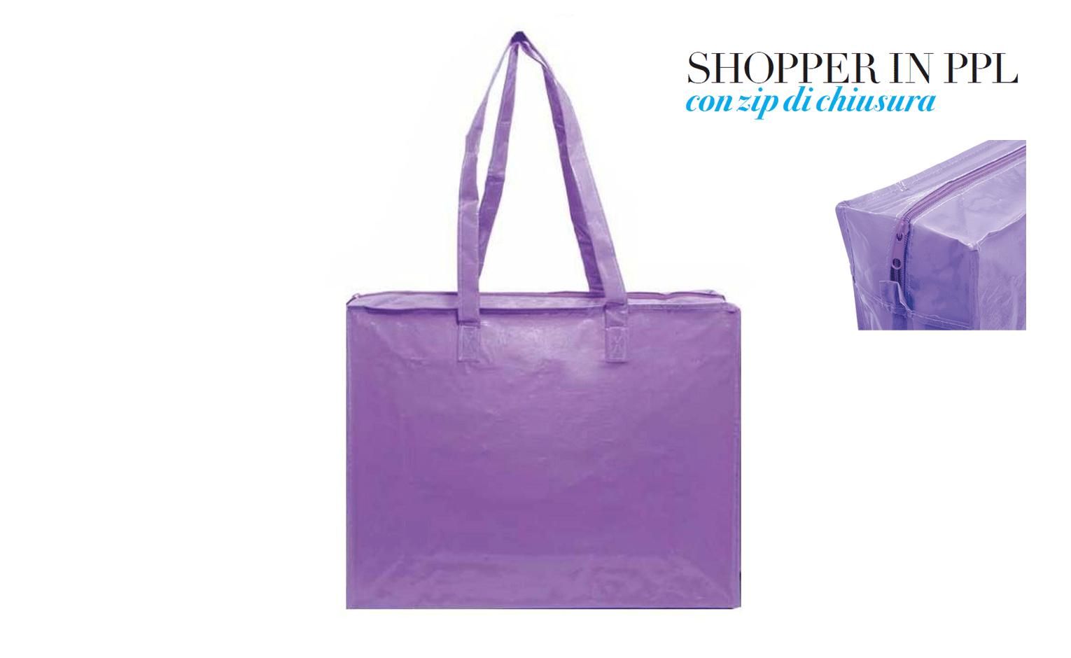 SHOPPER IN PPL LAMINATOgr.120 CON ZIP CM. 45x35x14 UNICO COLORE