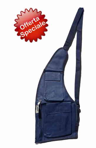 MARSUPIO MONOSPALLA IN POLIESTERE CON TASCHE BLU